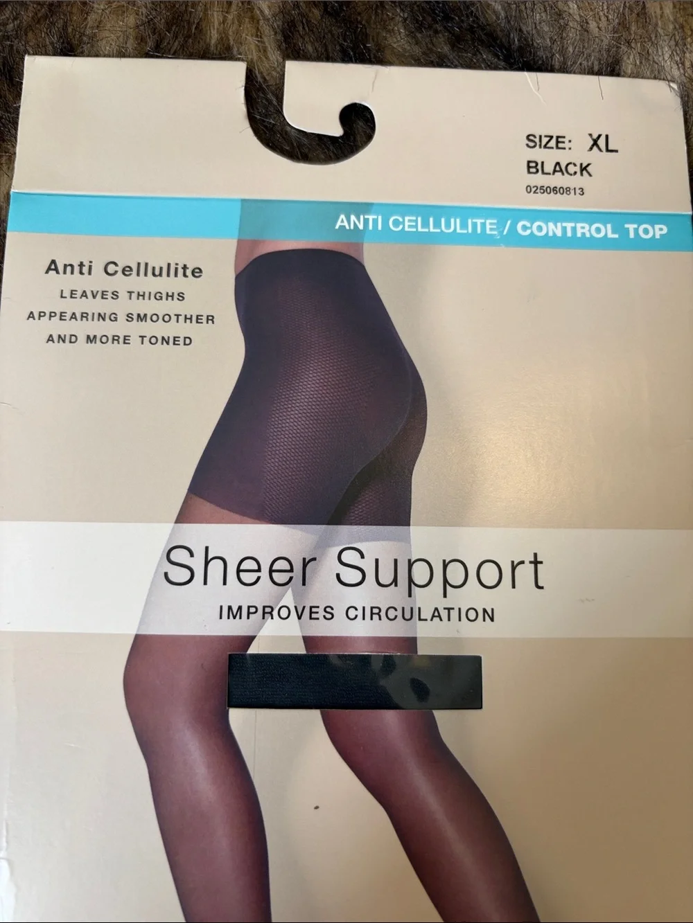 Hanes Premium Silky Anti-Cellulite Control Top Pantyhose XL Black